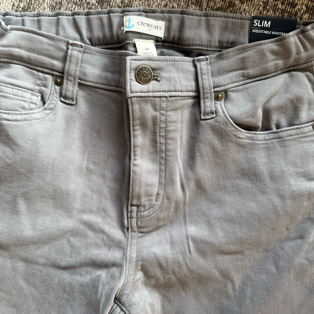 Crewcuts by J.Crew Boys Slim Fit Pants Gray Adjustable Waist Size 14 NEW W TAG